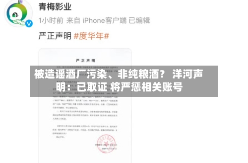 被造谣酒厂污染、非纯粮酒？ 洋河声明：已取证 将严惩相关账号-第2张图片