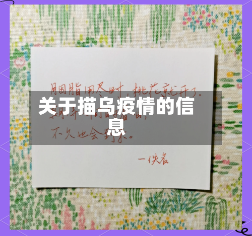 关于描乌疫情的信息