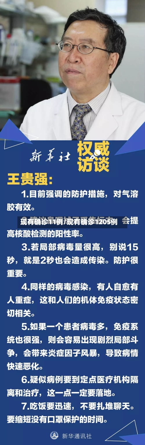 现有确诊11例/现有确诊1205例