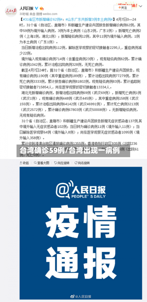 台湾确诊59例/台湾出现一病例