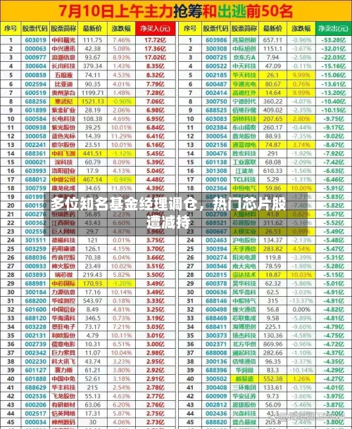 多位知名基金经理调仓，热门芯片股遭减持