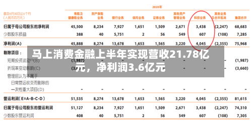 马上消费金融上半年实现营收21.78亿元，净利润3.6亿元