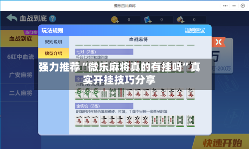 强力推荐“微乐麻将真的有挂吗”真实开挂技巧分享