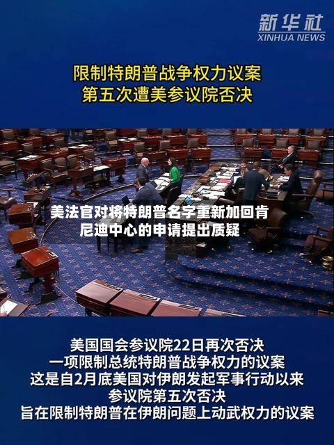 美法官对将特朗普名字重新加回肯尼迪中心的申请提出质疑