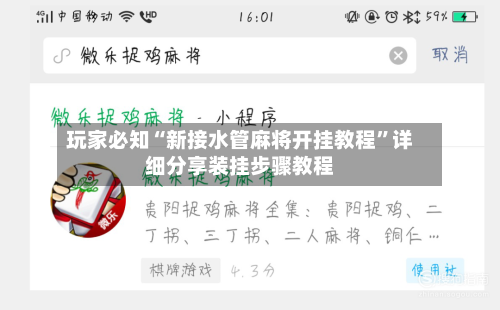 玩家必知“新接水管麻将开挂教程”详细分享装挂步骤教程