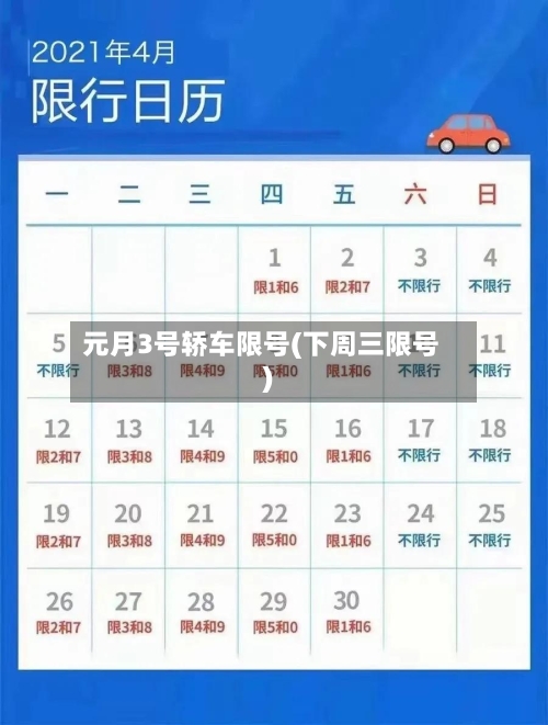 元月3号轿车限号(下周三限号)