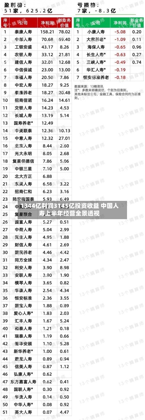 1344亿利润3145亿投资收益 中国人寿上半年经营全景透视