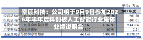 索辰科技:公司将于9月9日参加2026年半年度科创板人工智能行业集体业绩说明会-第1张图片