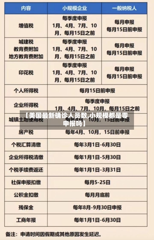【美国最新确诊人员数,小规模都是零申报吗】