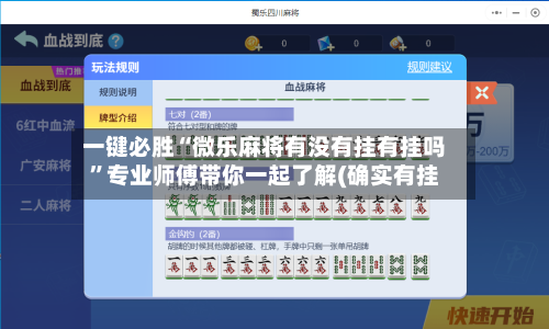 一键必胜“微乐麻将有没有挂有挂吗”专业师傅带你一起了解(确实有挂