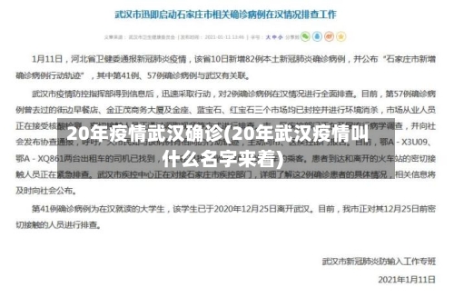 20年疫情武汉确诊(20年武汉疫情叫什么名字来着)
