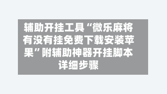 辅助开挂工具“微乐麻将有没有挂免费下载安装苹果”附辅助神器开挂脚本详细步骤