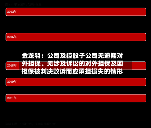 金龙羽：公司及控股子公司无逾期对外担保、无涉及诉讼的对外担保及因担保被判决败诉而应承担损失的情形