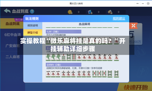 实操教程“微乐麻将挂是真的吗？”开挂辅助详细步骤