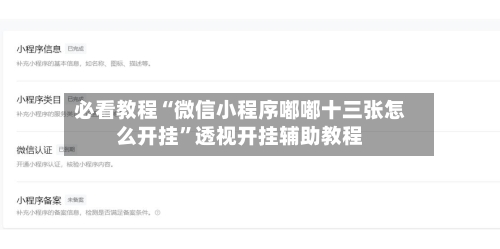 必看教程“微信小程序嘟嘟十三张怎么开挂”透视开挂辅助教程