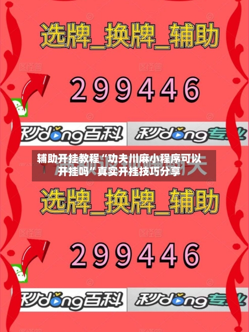辅助开挂教程“功夫川麻小程序可以开挂吗”真实开挂技巧分享