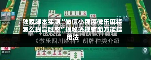 独家脚本实测“微信小程序微乐麻将怎么提高胜率”揭秘透视辅助万能挂用法
