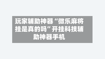 玩家辅助神器“微乐麻将挂是真的吗”开挂科技辅助神器手机