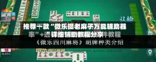 推荐一款“微乐捉老麻子万能辅助器”详细辅助教程分享