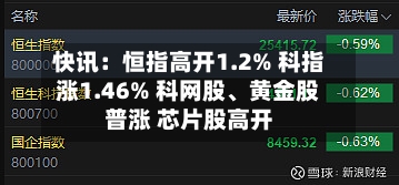 快讯：恒指高开1.2% 科指涨1.46% 科网股、黄金股普涨 芯片股高开-第1张图片