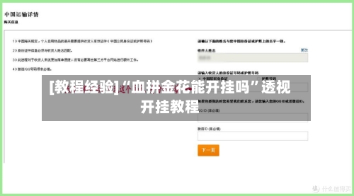 [教程经验]“血拼金花能开挂吗”透视开挂教程