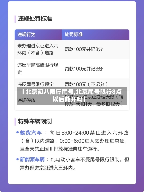 【北京初八限行尾号,北京尾号限行8点以后能开吗】