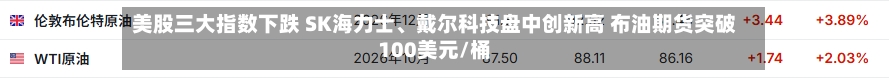 美股三大指数下跌 SK海力士、戴尔科技盘中创新高 布油期货突破100美元/桶-第1张图片