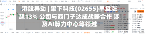 港股异动 | 果下科技(02655)早盘涨超13% 公司与西门子达成战略合作 涉及AI算力中心等领域