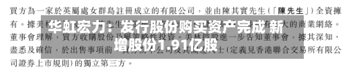 华虹宏力：发行股份购买资产完成 新增股份1.91亿股