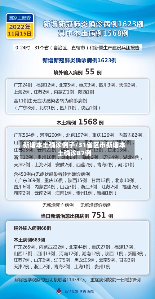 新增本土确诊例子/31省区市新增本土确诊87例