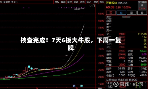 核查完成！7天6板大牛股，下周一复牌