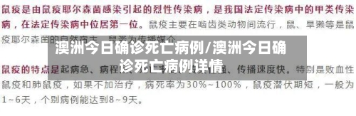澳洲今日确诊死亡病例/澳洲今日确诊死亡病例详情