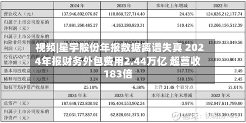 视频|星宇股份年报数据离谱失真 2024年报财务外包费用2.44万亿 超营收183倍