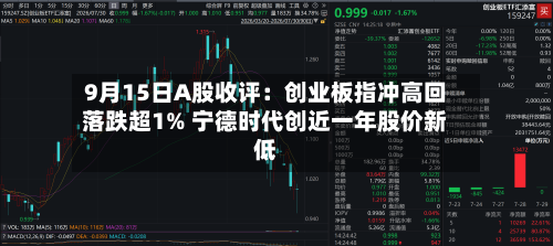 9月15日A股收评：创业板指冲高回落跌超1% 宁德时代创近一年股价新低