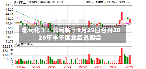 北元化工:公司将于9月29日召开2026年半年度业绩说明会