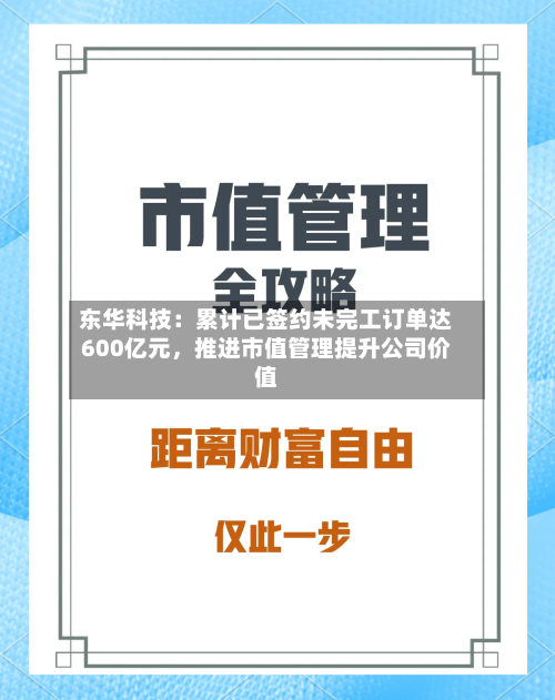 东华科技：累计已签约未完工订单达600亿元，推进市值管理提升公司价值