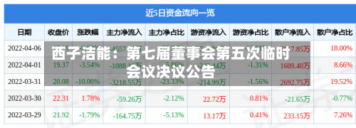 西子洁能:第七届董事会第五次临时会议决议公告