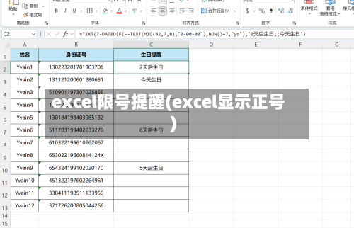 excel限号提醒(excel显示正号)